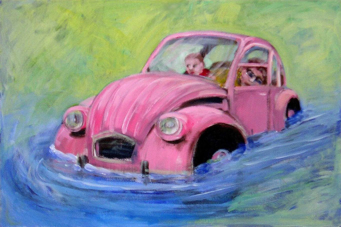 Wasserauto, 2007, Acryl auf Pappe 40x60
