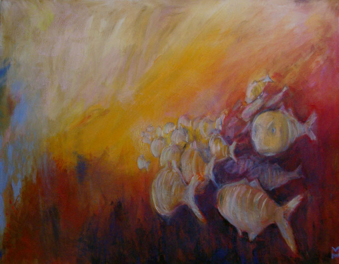 Fische. 1999,  Acryl auf Leinwand 80x100