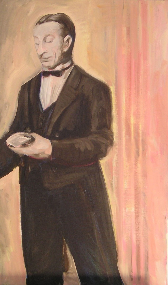 Butler-Triptychon, links, 2004, Acryl auf Leinwand, 100x80