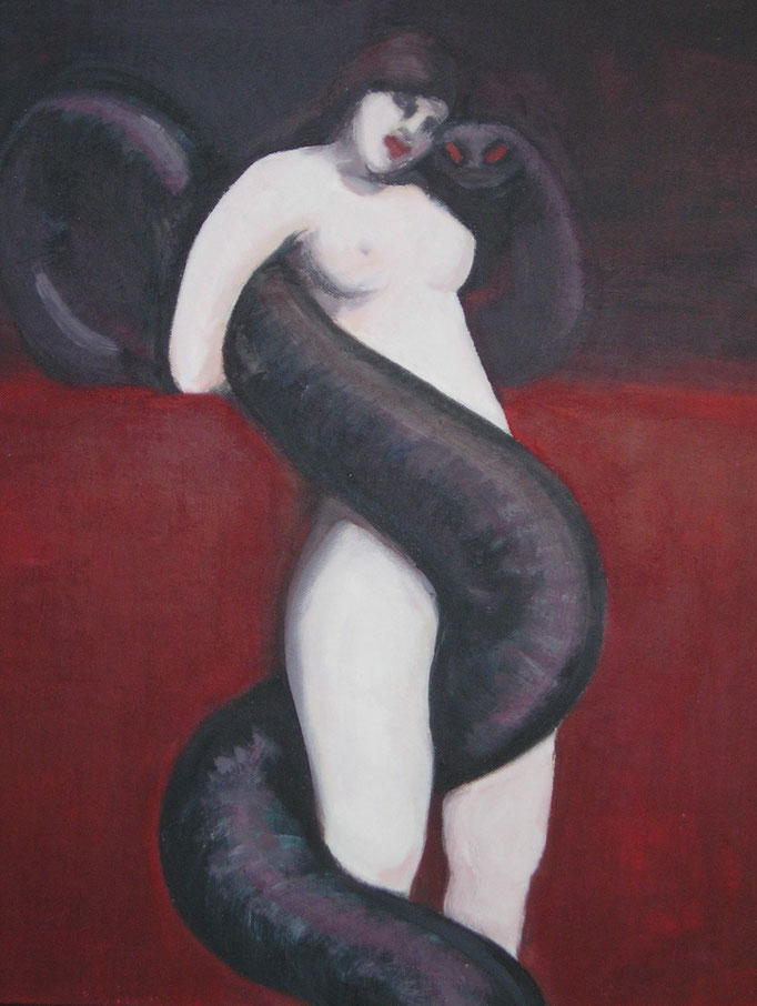 die Sünde, nach F.v.Stuck, 2006, Acryl auf Pappe 40x80