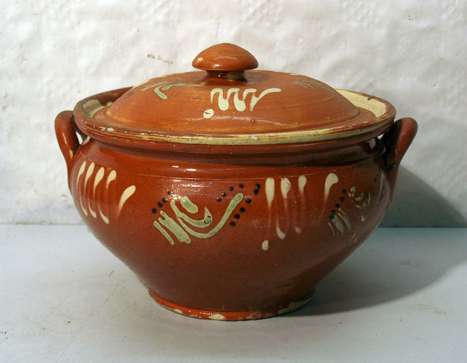 4245/ Keramikschale m. Deckel ~ 1830, Marburg, H 14, Ø 18cm, EUR 92,-