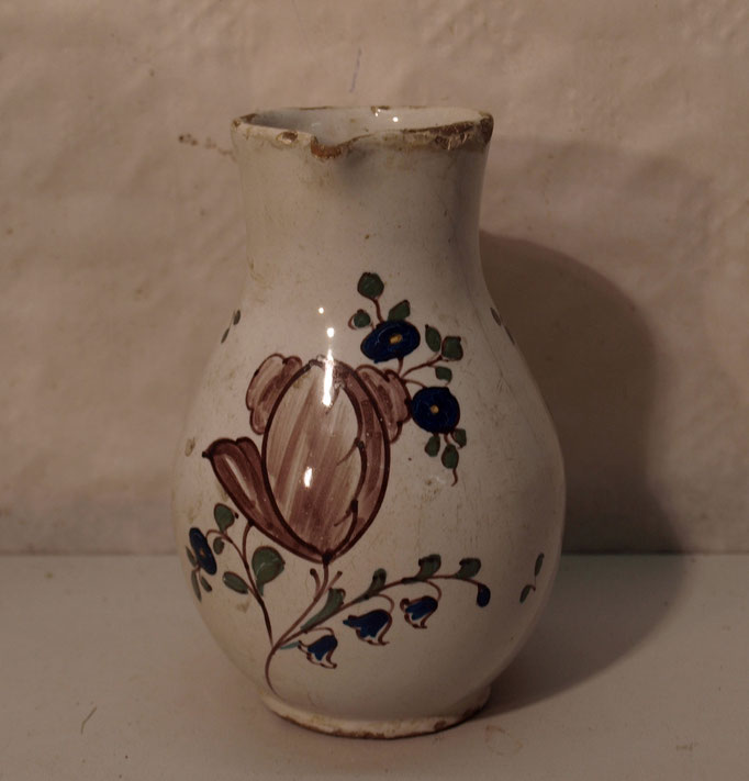 4237/ Keramikkrug ~1800, Abplatzer am Oberrand, H 14, 42,-