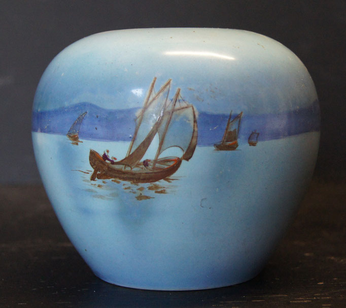 5755/ Vase ~1900, England, Marke Shelly, beidseitig handgemalt, Defekt am Oberrand, H 11, Ø 13cm, EUR 45,-