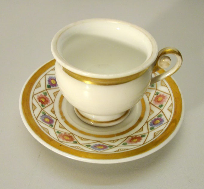 3651/Tasse ~ 1820, o.Marke, handgemalt, H 6cm, EUR 34,-