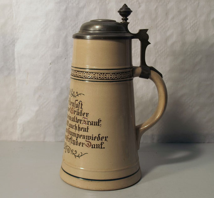 3882/Riesenbierkrug ~ 1900, Spruch, 2 L, H 30cm, EUR 210,-