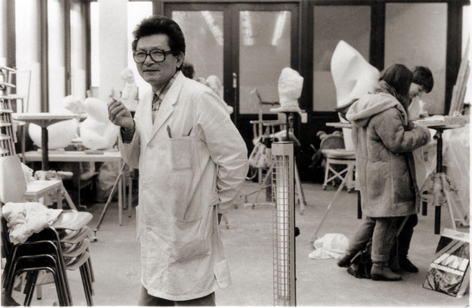 Yoshi Kimura, Bildhauerwerkstatt Prof. Kratz, Uni Essen, ca. 1986