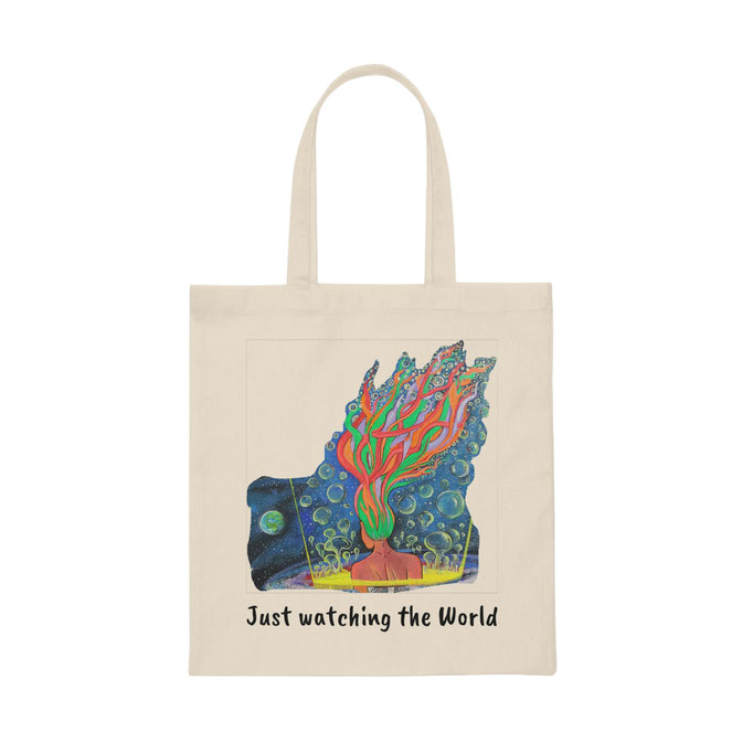 Tote bag the woman wathing world