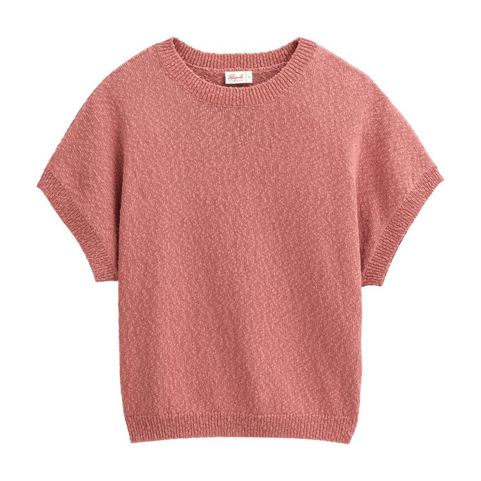 2613016_Strick-Pullover Kurzarm, blass rot People Wear Organic