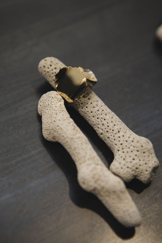 bague Dulse - laiton plaqué or - collection Laisse de mer - collaboration Guillaume Castel - 2021