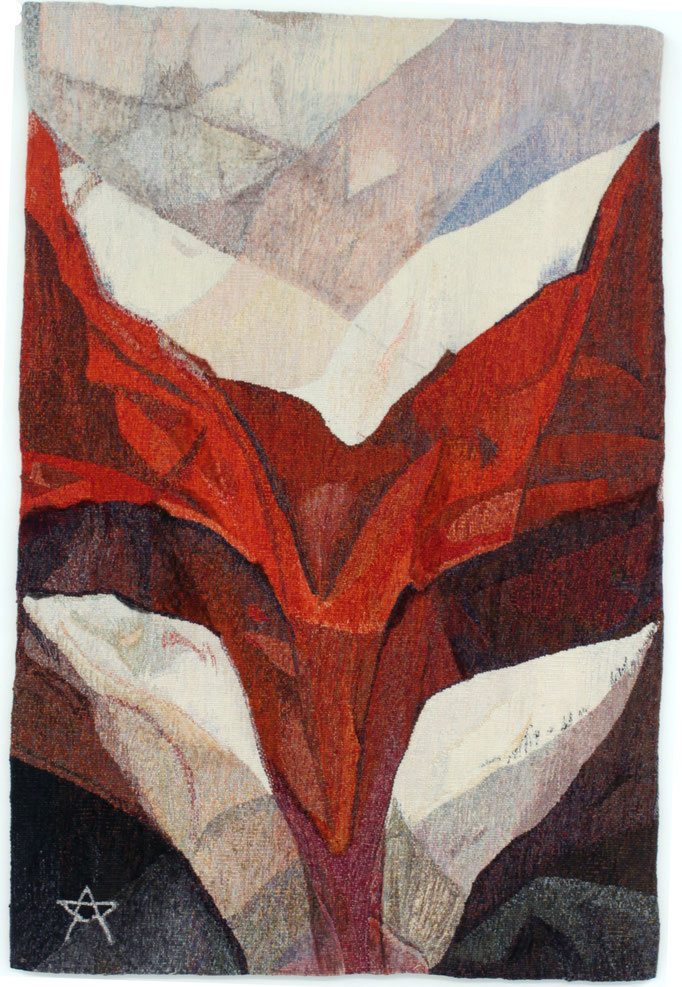 Fritz Riedl, Composición roja IV, 2000, 150 x 100 cm