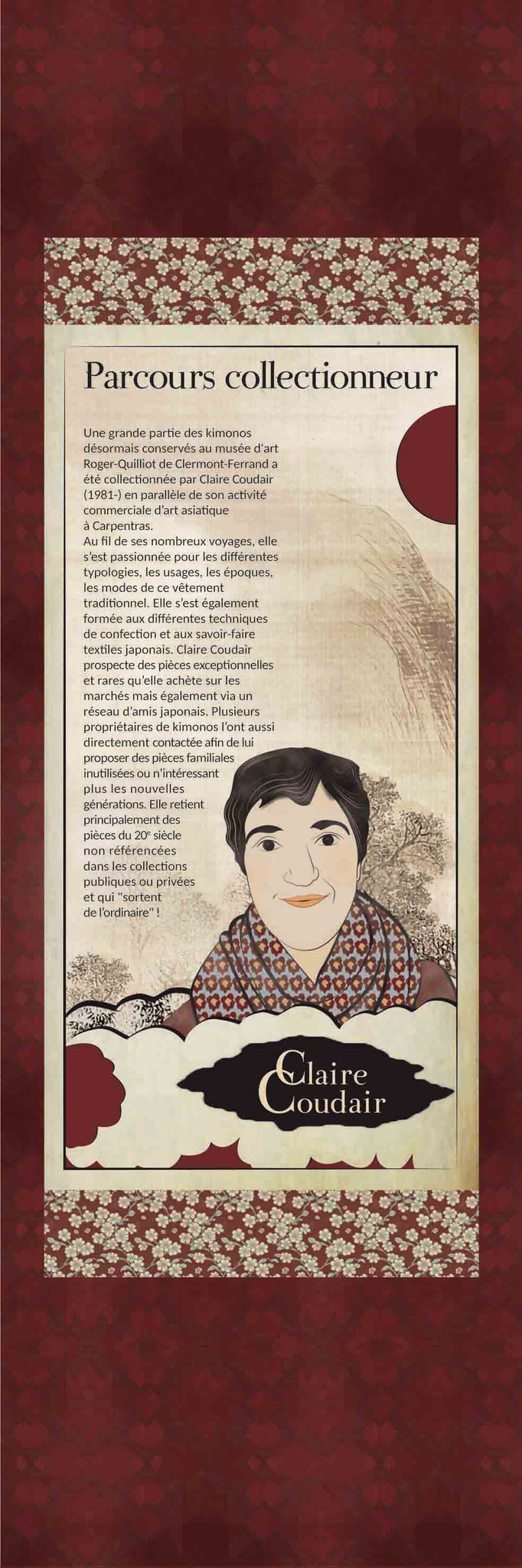 Kakemono "Parcours collectionneurs", Claire Coudair. 50x150 cm, musée Crozatier