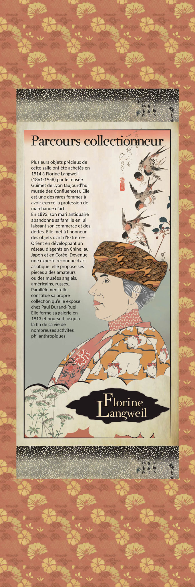 Kakemono "Parcours collectionneurs", Florine Langweil. 50x150 cm, musée Crozatier