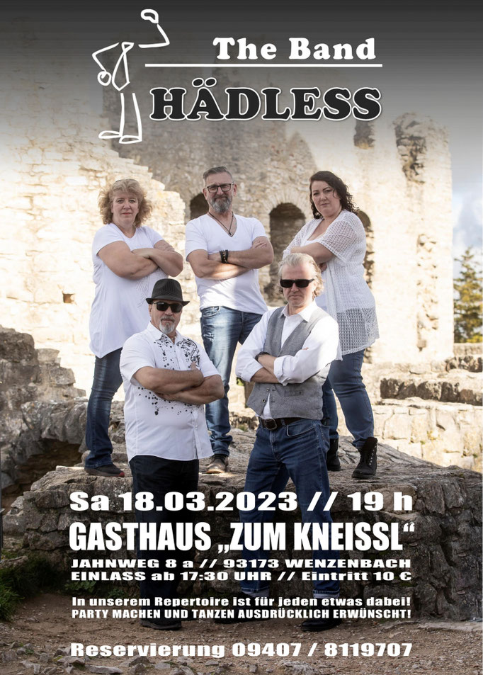 Band Hädless auf einer Burg, dieses Bild wurde als Poster verwendet für einen Auftritt