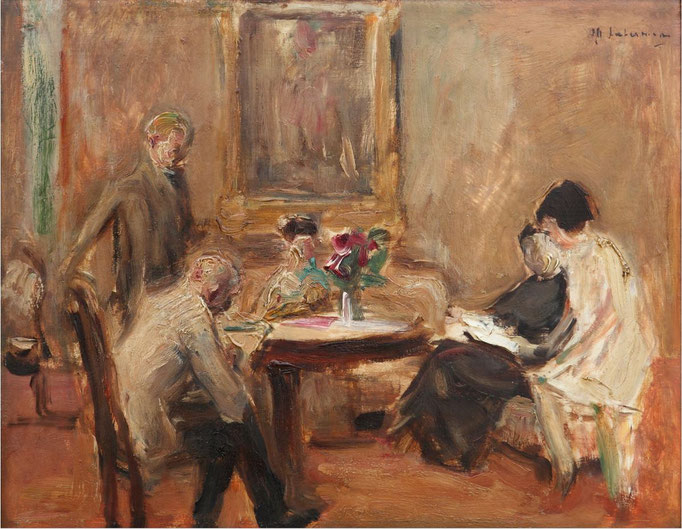 Max Liebermann, Der Künstler skizzierend im Kreis seiner Familie, 1925, © Max-Liebermann-Gesellschaft