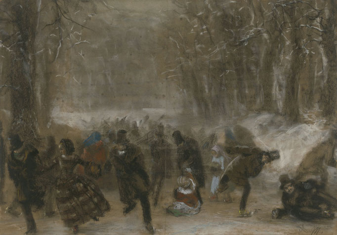 Adolph Menzel, Schlittschuhläufer, 1856 © Kupferstichkabinett der Staatlichen Museen zu Berlin, Preußischer Kulturbesitz