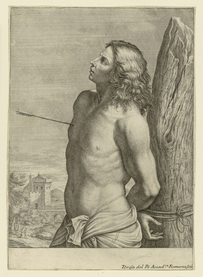 Teresa del Pó, Der hl. Sebastian, um 1684, Kupferstich und Radierung, Fotonachweis: Staatliche Museen zu Berlin, Kupferstichkabinett / Dietmar Katz