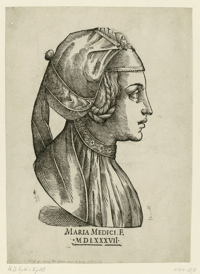 Maria de’ Medici, Selbstbildnis? 1587, Holzschnitt, Fotonachweis: Staatliche Museen zu Berlin, Kupferstichkabinett / Dietmar Katz