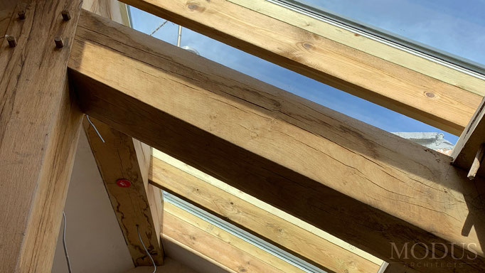 Building restoration - oak roof light