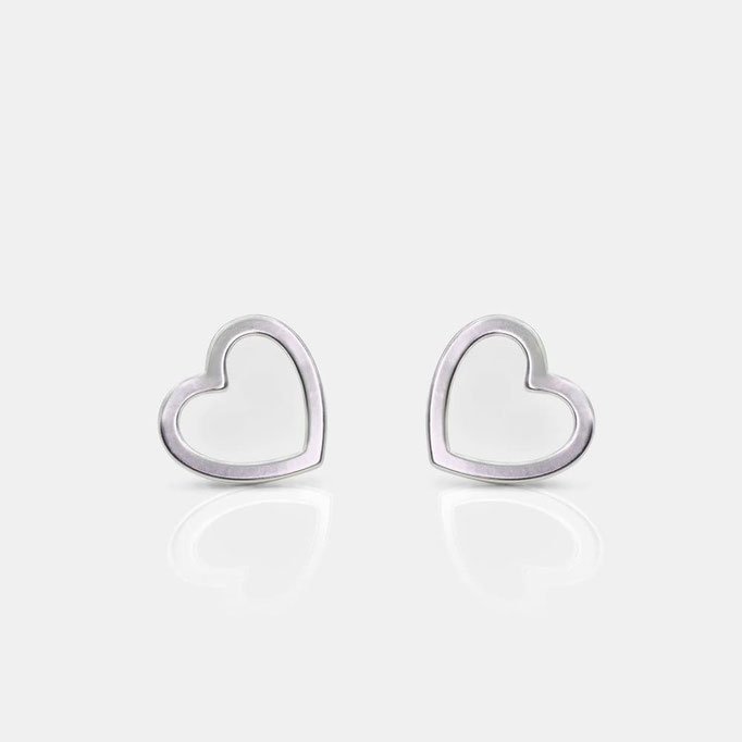 Herz Ohrringe Umriss aus 925er Sterling Silber