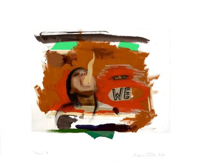 Nous/ We # 3, 2013, Impression numérique, collage, acrylique et fusain sur papier / Print, collage, acrylic and charcoal on paper. 22" x 28" / 56 x 71 cm. Photo: Réal Capuano.