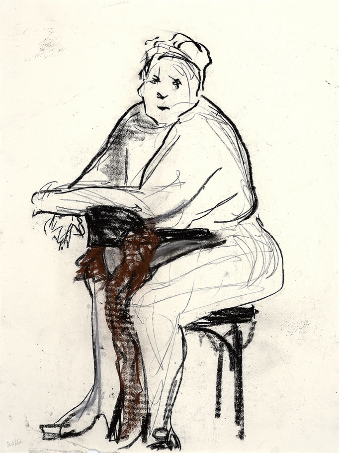 2012, #3, fusain, sanguine sur papier,  45 x 61 cm- Charcoal, red chalk on paper, 18 x 24