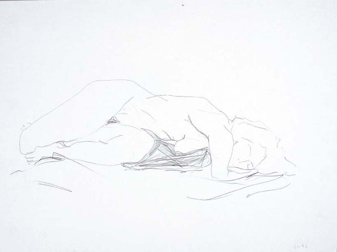 1991, #96, crayon sur papier,  45 x 61 cm- pencil on paper, 18 x 24