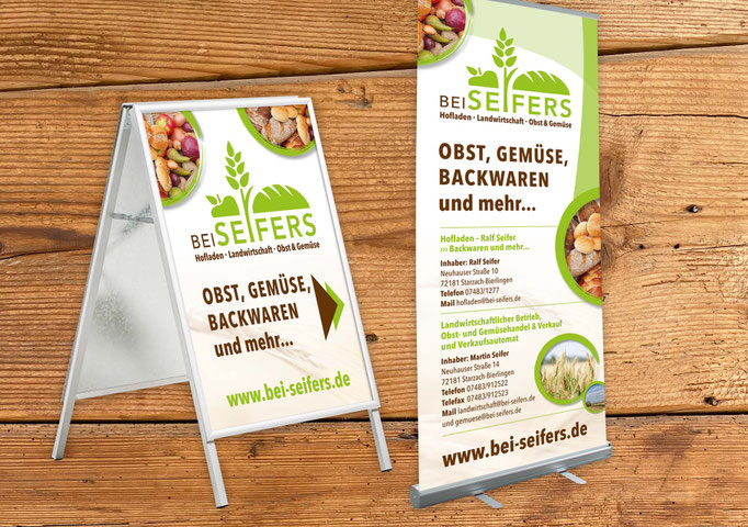Roll-Up+Kundenstopper, bei Seifers, Starzach-Bierlingen