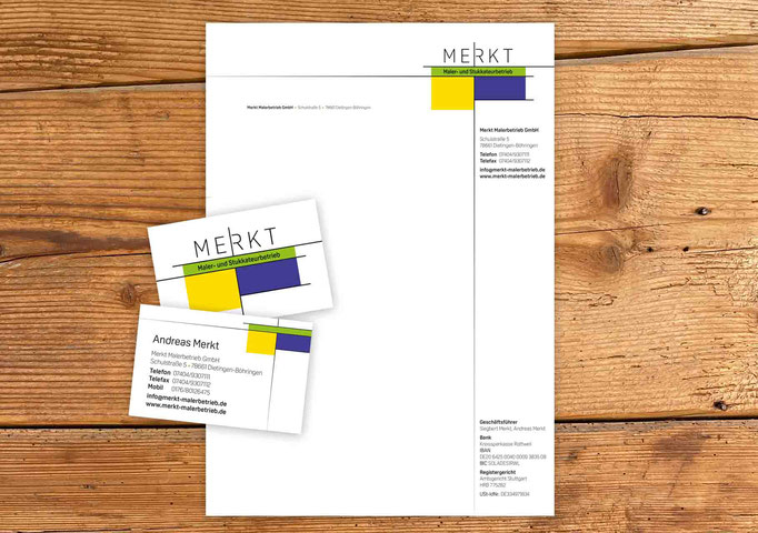 Briefbogen+Visitenkarten, Merkt Malerbetrieb GmbH, Böhringen