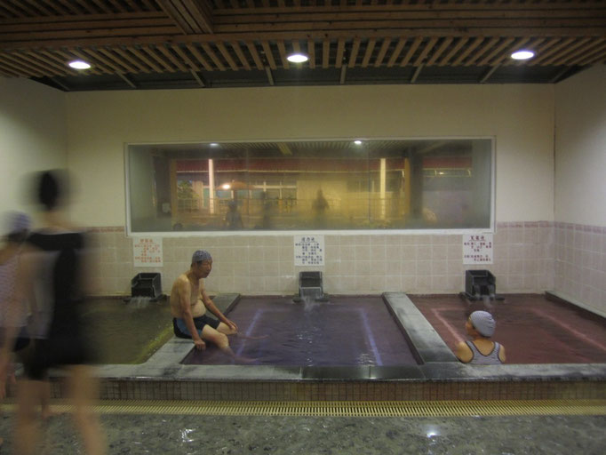 Hot spring basin with different healing additives