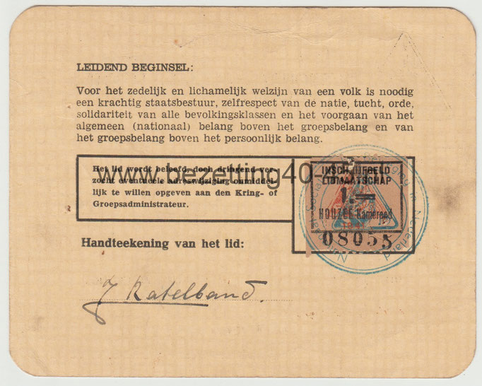 NSB lidmaatschapskaarten groep van een en de zelfde persoon uit Haarlem (Santpoort) 1941/1942/1943/1944 , NSB Kring 32: Kennemerland-Zuid.