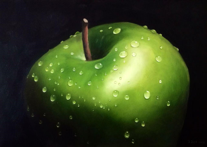 An Apple a Day..., 70 cm x 50 cm x 4 cm (Öl auf Leinwand)