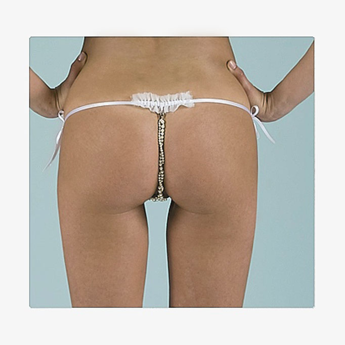 Swarovski crystal pearls thong - erotic couture signature lingerie