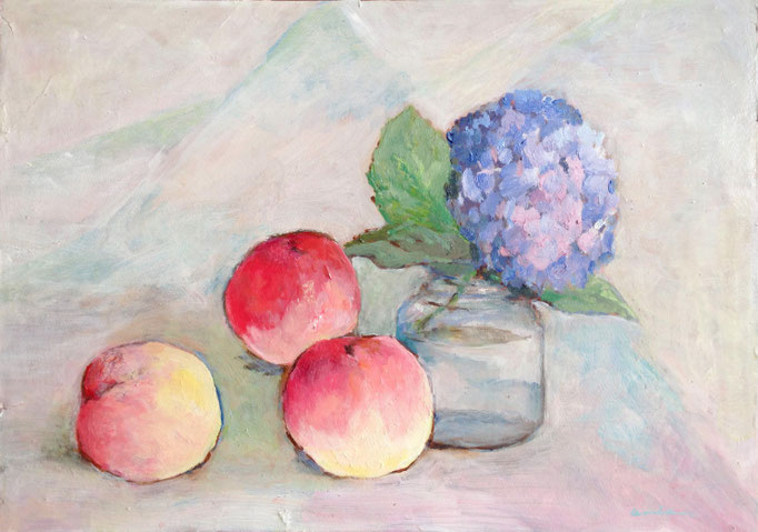 ももいろと青の空間  /  Oil Painting  515×364mm   2016