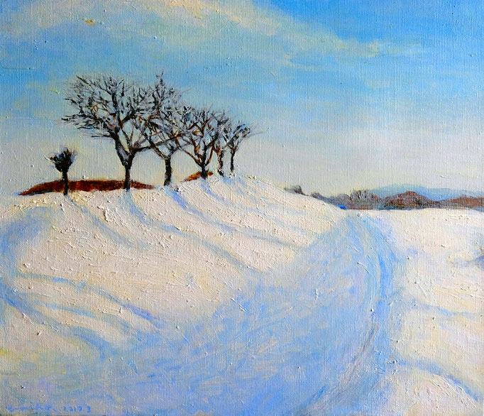 雪の日の朝　/　Oil painting 2017