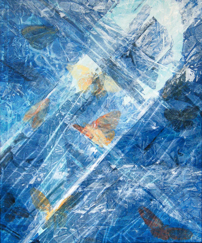 Schmetterlinge unterm Eis. Acryl 60 x 50 cm. 2018.    > sale: 500 €  gerahmt