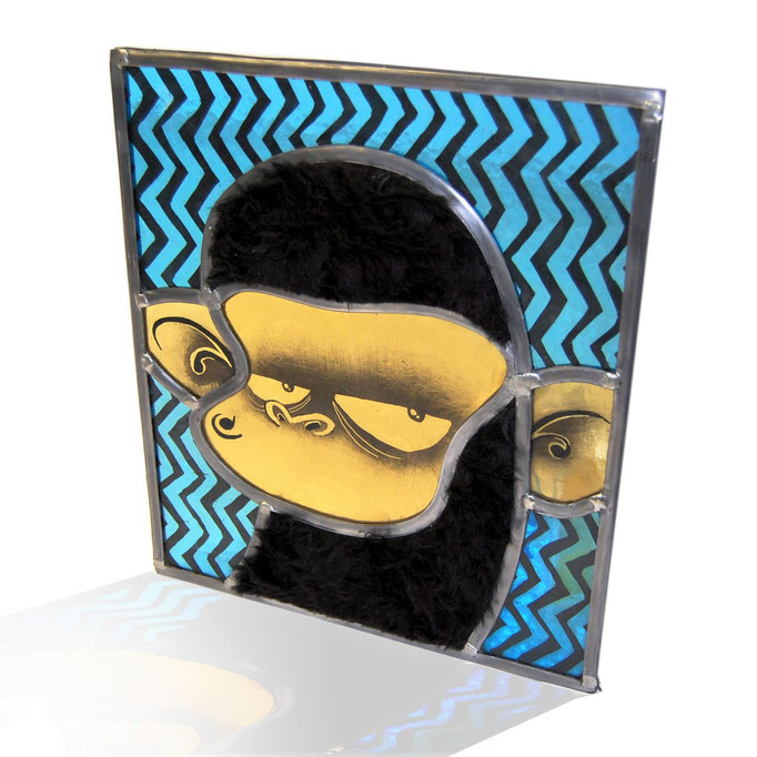 glas in lood aap / stained glass monkey