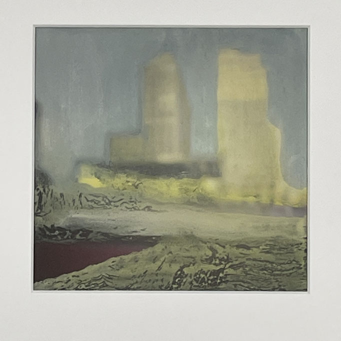 "Berlin, Potsdamer Platz", 2019, Öl auf Papier, 17 x 17,7 cm 