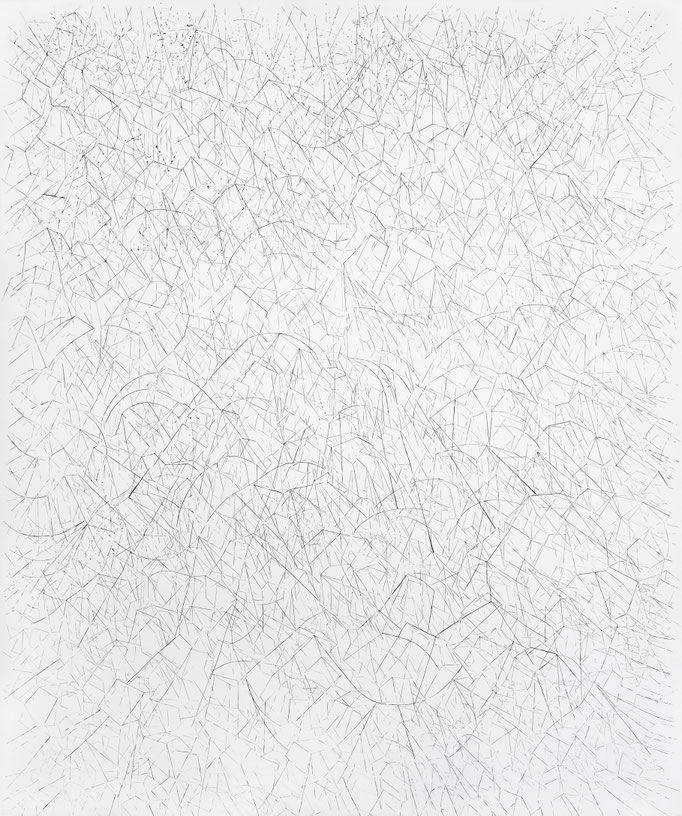 Seismographische Aufzeichnung (Signale Nr.U.D 07), Tusche auf Papier, 180 x 150cm, 2025 > Detail