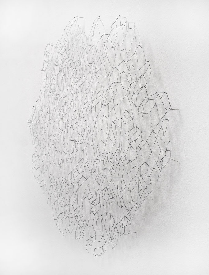 Architektonische Struktur XXII, Cutout; Tusche auf Transparentpapier, 70 x 77 cm, 2023