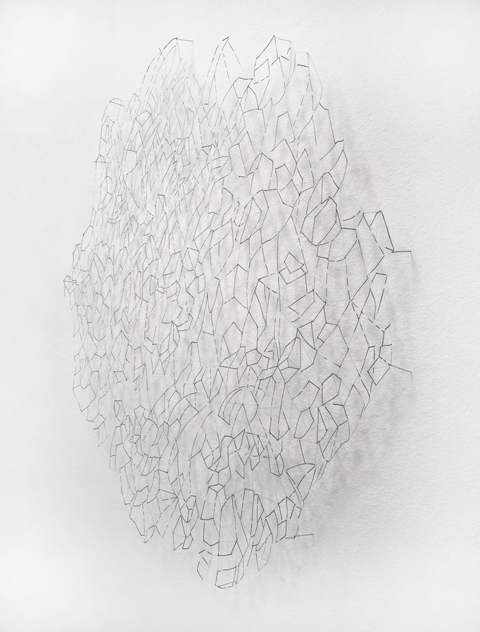Architektonische Struktur XXII,  Cutout; Tusche auf Transparentpapier, 70 x 77 cm, 2023 