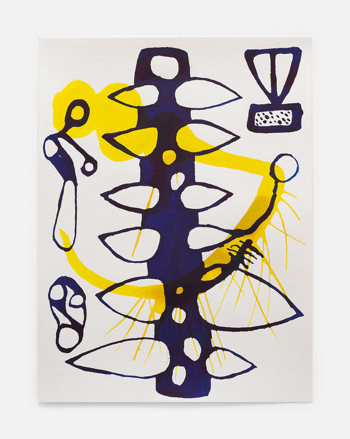 "Blau Nr. 108", 2023/2024, Tusche auf Papier, 40 x 30 cm