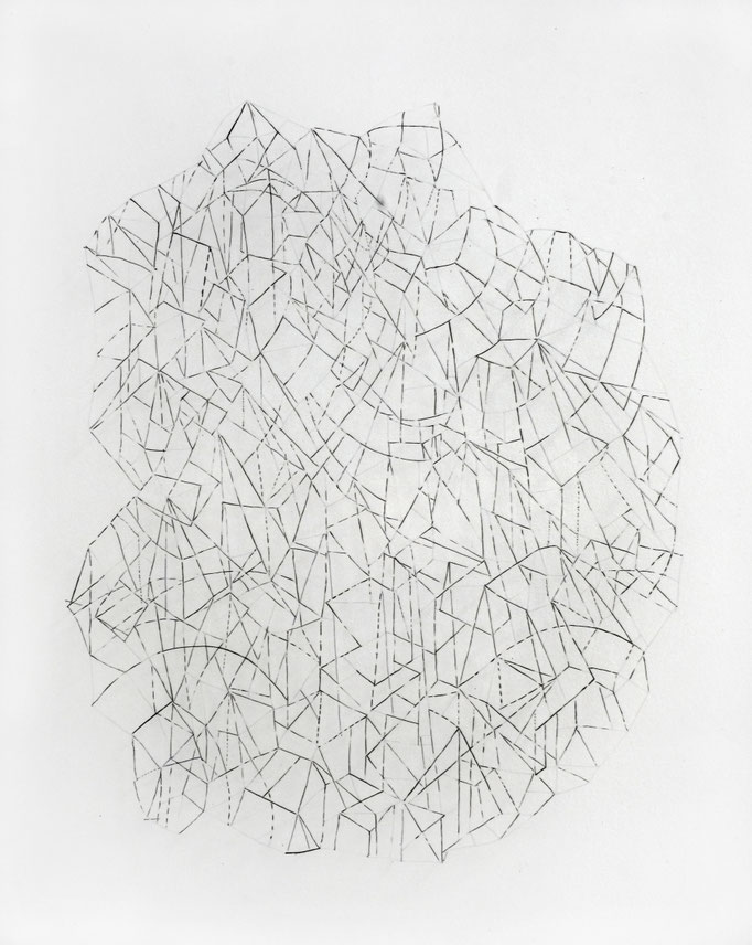 Architektonische Struktur XXII, Cutout; Tusche auf Transparentpapier, 70 x 77 cm, 2023