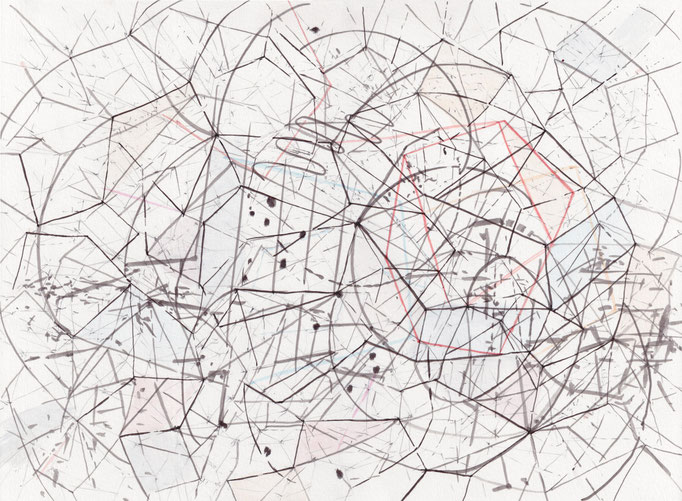 Electrical Field, Bleistift, Tusche und Aquarell auf Papier, 30 x 40 cm, 2026