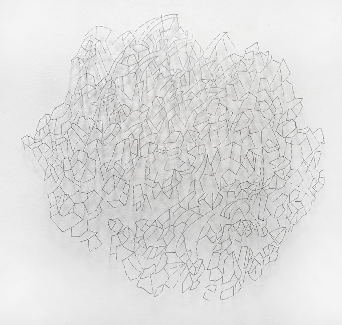 Architektonische Struktur XXII, Cutout; Tusche auf Transparentpapier, 70 x 77 cm, 2023