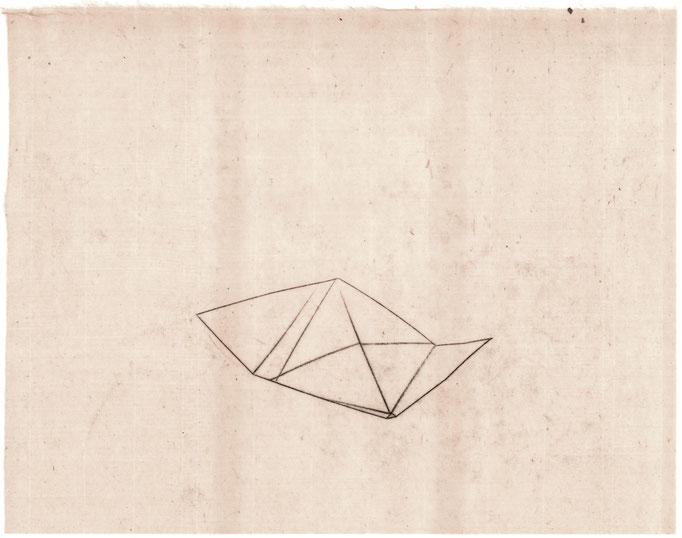 Someone's Origami / 誰かの折り紙　Oil transfer on Paper / 紙に油彩転写　350×275mm　2025