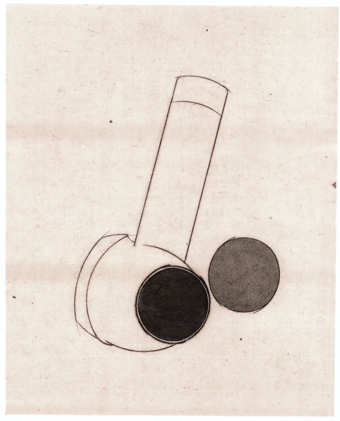 Someone's  machine / 誰かの機械　Oil transfer, pencil on Paper / 紙に油彩転写、鉛筆　341×273mm　2025
