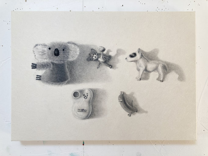 Favorite / お気に入り　Pencil, oil on paper, panel　190×273(P3)　2023