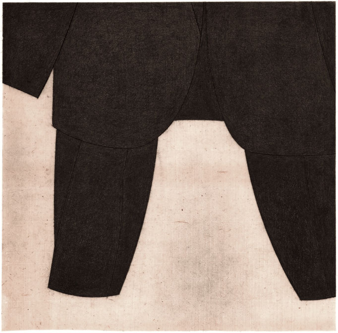 Someone's suit / 誰かのスーツ　Oil transfer, pencil on Paper / 紙に油彩転写、鉛筆　246×251mm　2025