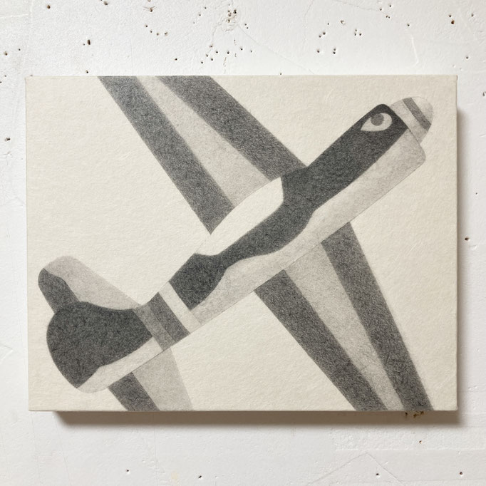Airplane Guy / ヒコーキ野郎　pencil on paper, panel　140×180mm（F0）2024