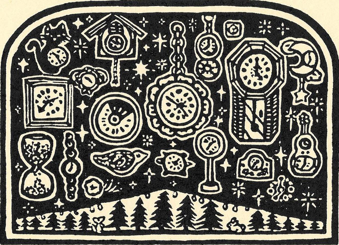 西荻窪の夜 　Linocut　2017